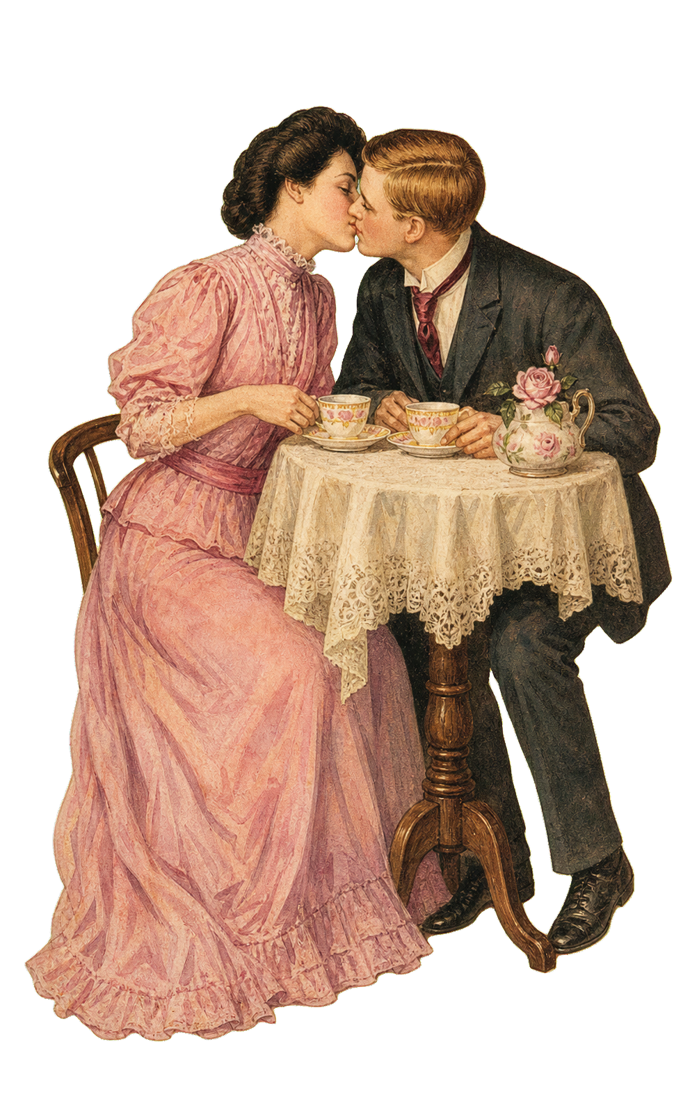 Victorian couple sharing tea
